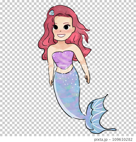 mermaid, cartoon, woman 109610282