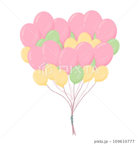 大きい束の風船 クレヨンタッチイラスト 109610777