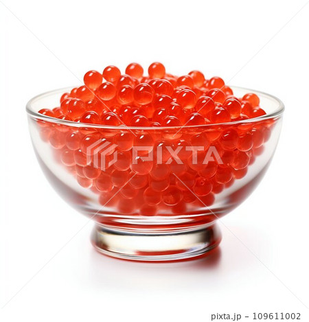 Red Caviar in Glass Bowl Isolated on White. Generative ai 109611002