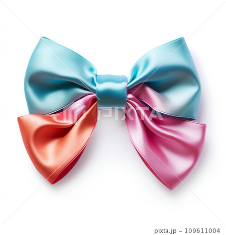 Vibrant Silk Bow Tie Isolated on White. Generative ai 109611004