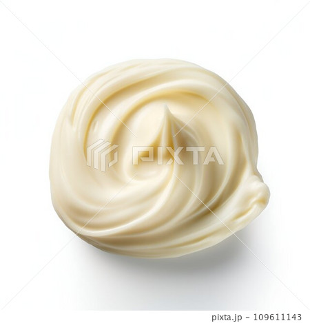 Creamy Mayonnaise Swirl Isolated on White. Generative ai 109611143