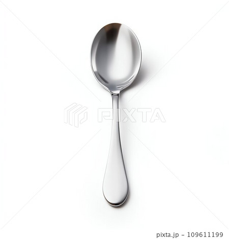 Sleek Simplicity: Metal Silver Spoon Isolated on White Background. Generative ai 109611199
