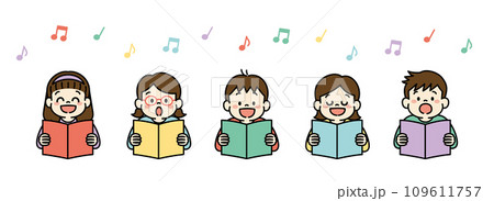 みんなで歌を歌う子供達のイラストセット 109611757
