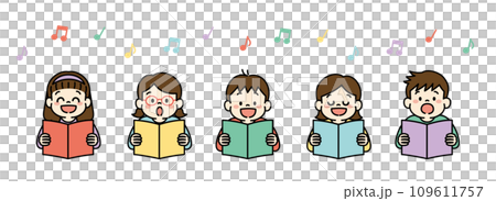 みんなで歌を歌う子供達のイラストセット 109611757
