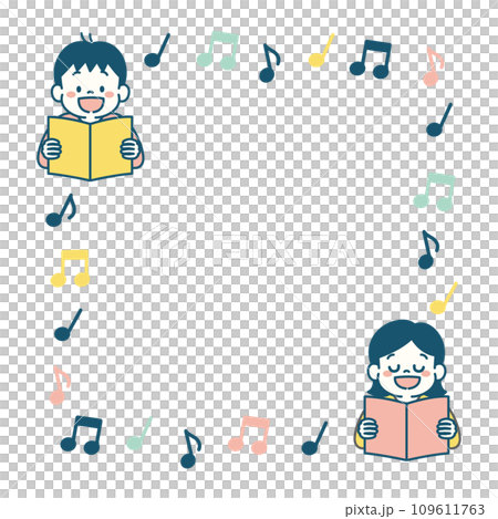 合唱する子どものイラストの背景素材　正方形　シンプル 109611763