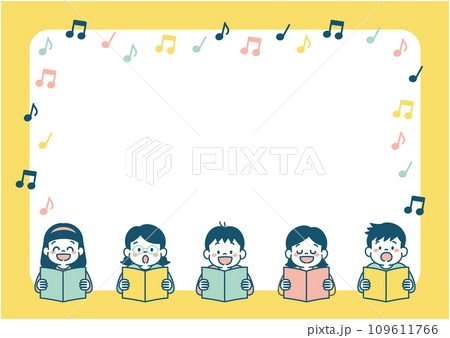 みんなで歌を歌う子どものイラスト背景素材　シンプル 109611766