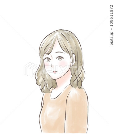 こちらを見て照れる女性 こちらを見て照れる女性 109611872