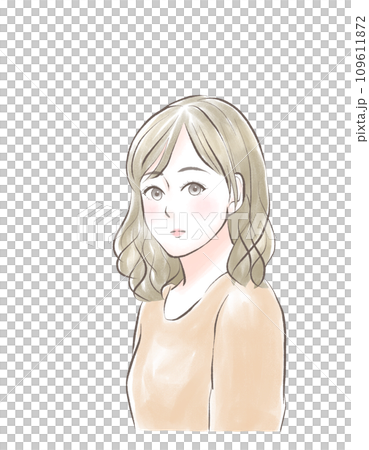こちらを見て照れる女性 こちらを見て照れる女性 109611872