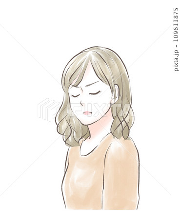 目を閉じて怒っている女性 目を閉じて怒っている女性 109611875