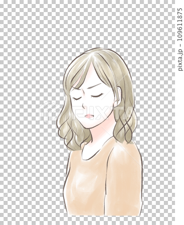 目を閉じて怒っている女性 目を閉じて怒っている女性 109611875