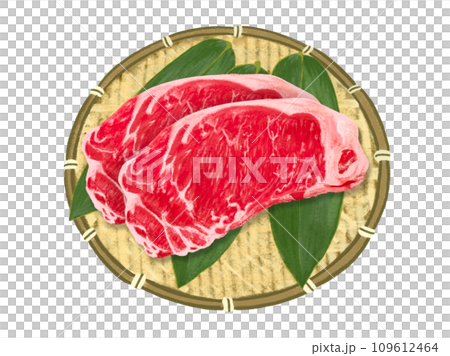 ステーキ肉（ザル、笹の葉付き） 109612464