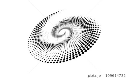 Dotted slanted spiral element. Radial spinning halftone texture. Circle swirl dots shape in perspective. Abstract background for poster, banner, logo, icon, collage, decoration, tag, emblem. Vector Dotted slanted spiral element. Radial spinning halftone texture. Circle swirl dots shape in perspective. Abstract background for poster, banner, logo, icon, collage, decoration, tag, emblem. Vector 109614722
