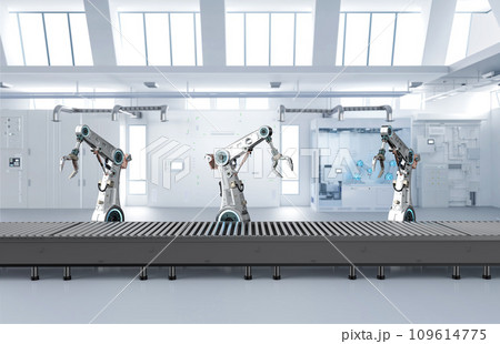 Automation industry concept with robot assembly line in  factory 109614775