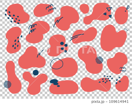 ポップなゆるいシェイプの赤い模様のイラスト ポップなゆるいシェイプの赤い模様のイラスト 109614941