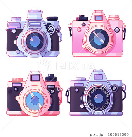 レトロなカメラの手書き風イラスト 109615090