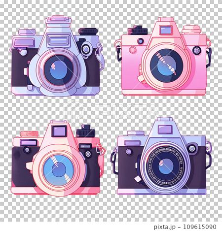 レトロなカメラの手書き風イラスト 109615090