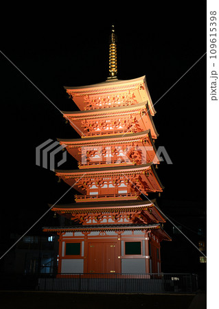 草津温泉　ライトアップされた光泉寺・五重塔 109615398