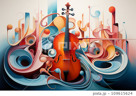 Abstract rhythm through abstraction, repetitive patterns, undulating forms, and a rhythmic color palette 109615624