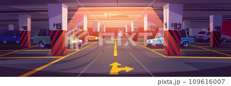 Retro cars parked at underground parking 109616007