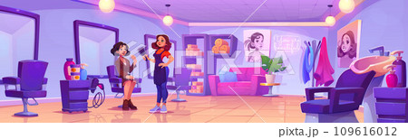 Hairdresser and client in beauty salon 109616012