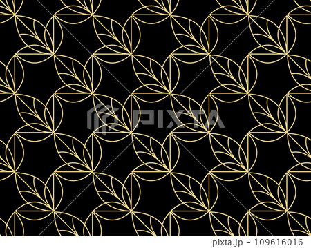 Flower geometric pattern. Seamless vector background. Gold and black ornament 109616016