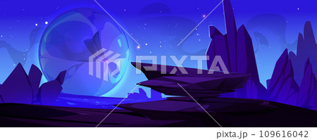 Alien planet landscape at night Alien planet landscape at night 109616042