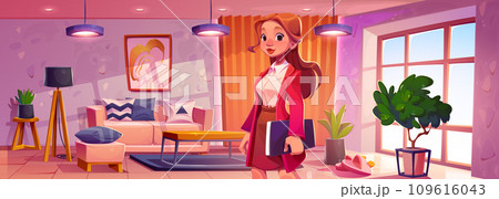 Young businesswoman in modern apartment Young businesswoman in modern apartment 109616043