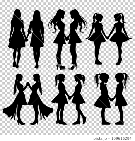 女性插畫集（剪影素材） 109616294