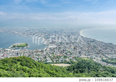 北海道函館市　函館山山頂展望台から望む初夏の函館の街並み 109616637