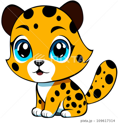 leopard cartoon on white background 109617314