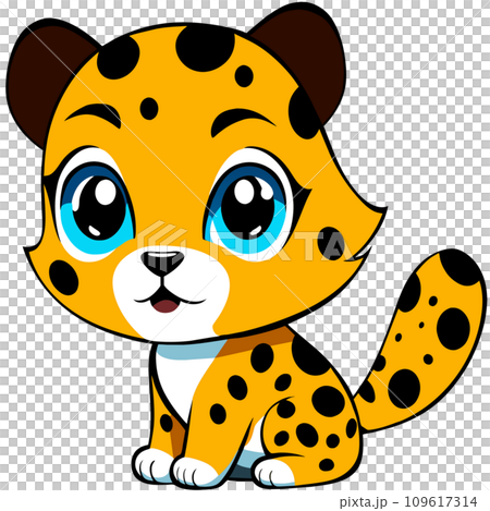 leopard cartoon on white background 109617314