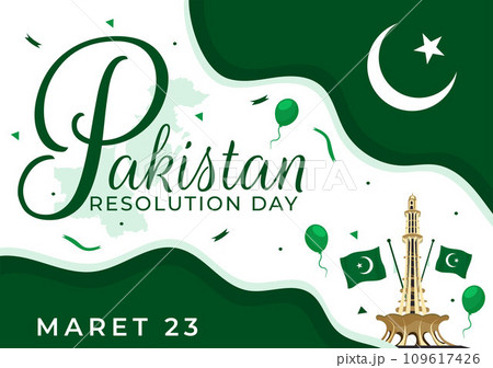 Happy Pakistan Resolution Day Vector Illustration on 23 March with Waving Flag and Landmarks in National Holiday Flat Cartoon Background Design Happy Pakistan Resolution Day Vector Illustration on 23 March with Waving Flag and Landmarks in National Holiday Flat Cartoon Background Design 109617426