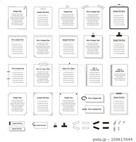 コラム・囲み記事に使える、紙ものフレームセット 109617644