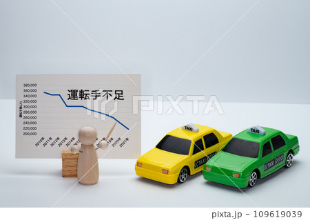 タクシーの運転手不足のイメージとグラフ 109619039