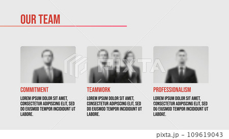 Our team web page with member avatars for business presentation or landing page on light background. Website page template. 109619043