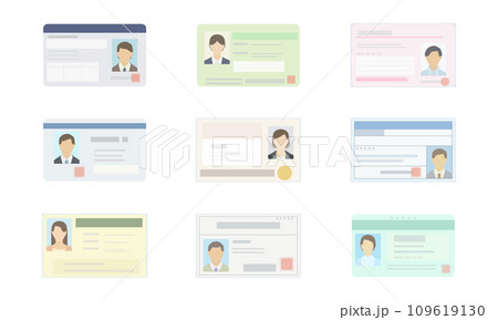 顔写真付きの証明証や認定カードのイラスト 109619130