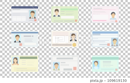 顔写真付きの証明証や認定カードのイラスト 109619130
