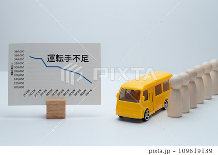 バスの運転手不足と行列のイメージ 109619139