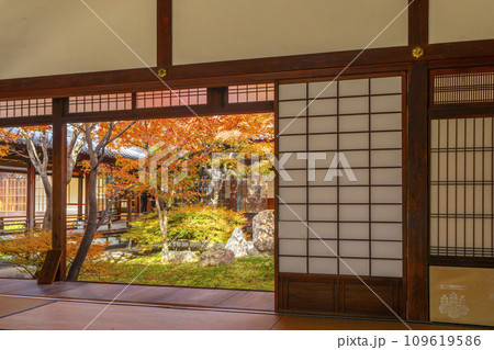 京都東山の秋 建仁寺 紅葉に包まれた潮音庭 京都東山の秋 建仁寺 紅葉に包まれた潮音庭 109619586