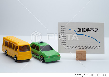 バスとタクシーの運転手不足のイメージ 109619644