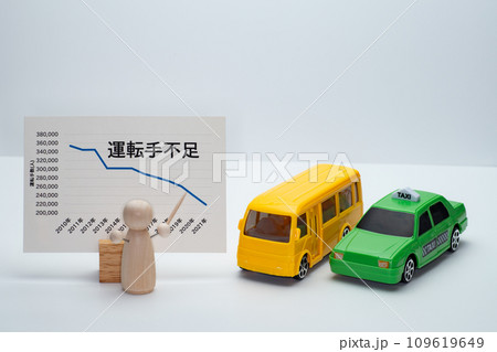 バスとタクシーの運転手不足のイメージ 109619649