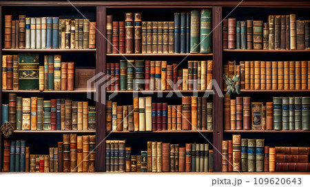 洋書が並べられた本棚 洋書が並べられた本棚 109620643