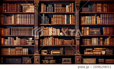 洋書が並べられた本棚 洋書が並べられた本棚 109620651