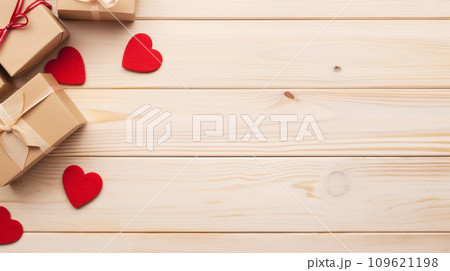 赤いハートのギフトボックス　バレンタイン 109621198