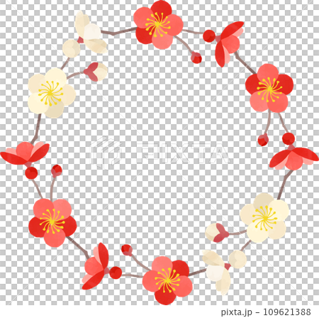 plum blossom round frame plum blossom round frame 109621388