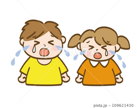 大泣きする男の子と女の子_小学生低学年_幼児 109621430