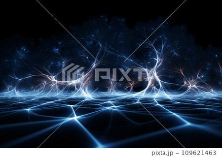 3D Blue Abstract Network Background, Perspective View 3D Blue Abstract Network Background, Perspective View 109621463