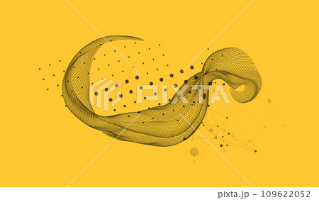 The abstract wave is made in a frame style in a bright gradient color. Template for science and technology presentation. Hand drawn vector. 109622052