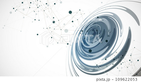 Abstract background of water waves with plexus effect. Handmade vector art. 109622053