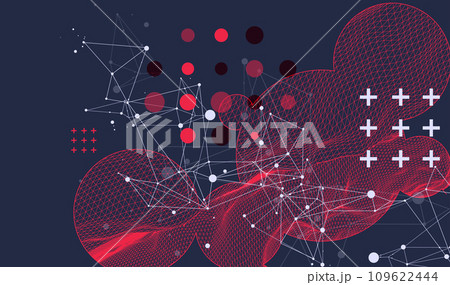Modern science or technology elements. Trendy abstract background. Cyberspace surface illustration. Hand drawn vector. Modern science or technology elements. Trendy abstract background. Cyberspace surface illustration. Hand drawn vector. 109622444